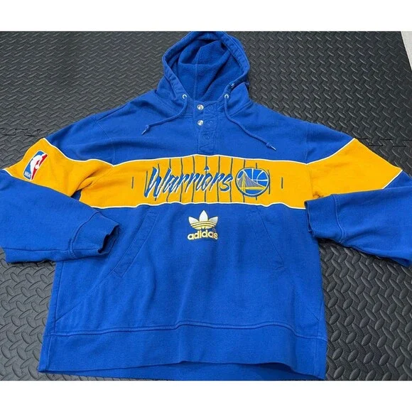 Rare VTG Adidas Golden State Warriors Button Hoodie Sz XL NBA curry butler - Picture 1 of 11